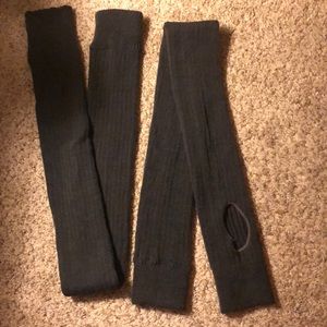 Grey stirrup leg warmers